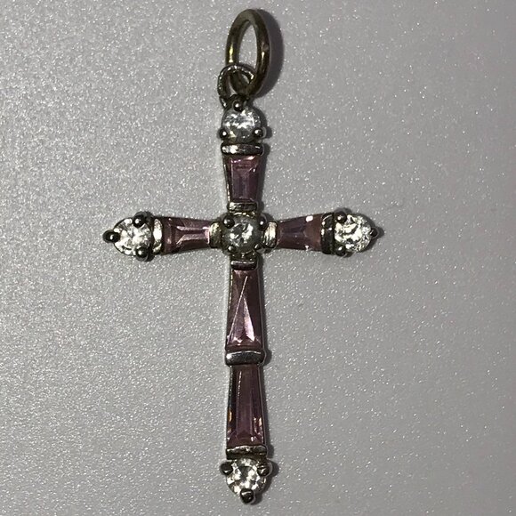Sterling Silver Rhinestone Cross Pendant - Picture 1 of 15